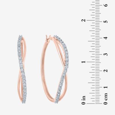 (G-H / I1-I2) 1/10 CT. T.W. Lab Grown White Diamond 14K Rose Gold Over Silver 36mm Hoop Earrings