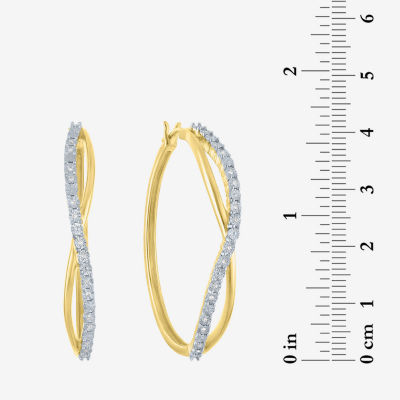 (G-H / I1-I2) 1/10 CT. T.W. Lab Grown White Diamond 14K Gold Over Silver 36mm Hoop Earrings