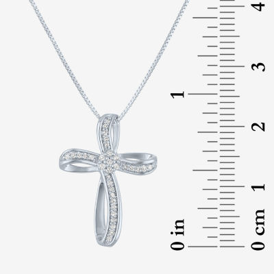 Diamond Blossom (G-H / Si2-I1) Womens 1/10 CT. T.W. Lab Grown White Diamond Sterling Silver Cross Pendant Necklace