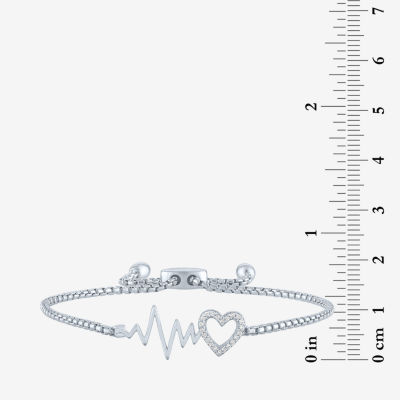 Rhythm & Muse Heart Beat (G-H / Si2-I1) Diamond Accent Lab Grown White Diamond Sterling Silver Heart Bolo Bracelet