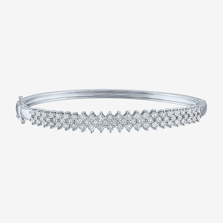 (G-H / I1-I2) 1/2 CT. T.W. Lab Grown White Diamond Sterling Silver Bangle Bracelet, One Size -  FINE JEWELRY, 29344720026