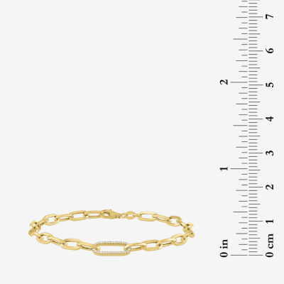 (G-H / I1-I2) 14K Gold Over Silver 8 Inch Paperclip Chain Bracelet