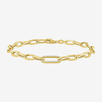 (G-H / I1-I2) 14K Gold Over Silver 8 Inch Paperclip Chain Bracelet, One Size