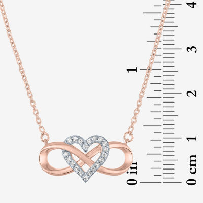 (G-H / I1-I2) Womens 1/10 CT. T.W. Lab Grown White Diamond 14K Rose Gold Over Silver Heart Infinity Pendant Necklace