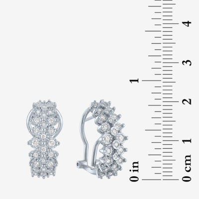 (G-H / I1-I2) 1/2 CT. T.W. Lab Grown White Diamond Sterling Silver 21mm Hoop Earrings