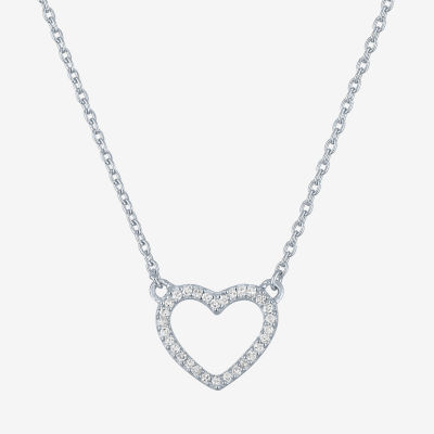 G-H / Si2-I1) Womens 1/10 CT. T.W. Lab Grown White Diamond Sterling Silver Heart Pendant Necklace