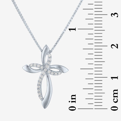 (G-H / Si2-I1) Womens 1/10 CT. T.W. Lab Grown White Diamond Sterling Silver Cross Pendant Necklace