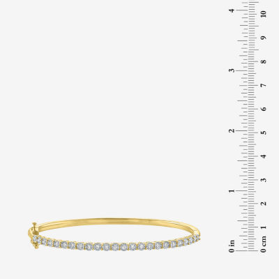 (G-H / I1-I2) 1/2 CT. T.W. Lab Grown White Diamond 14K Gold Over Silver Bangle Bracelet