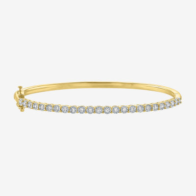 (G-H / I1-I2) Womens 1/2 CT. T.W. Lab Grown White Diamond 14K Gold Over Silver Bangle Bracelet