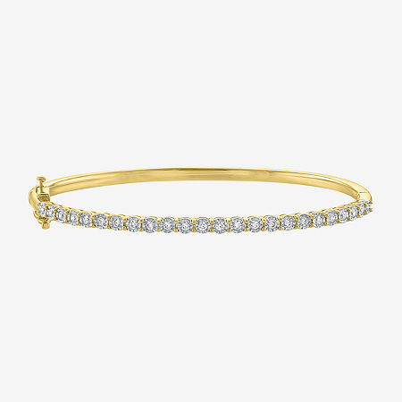 (G-H / I1-I2) 1/2 CT. T.W. Lab Grown White Diamond 14K Gold Over Silver Bangle Bracelet, One Size, Sterling Silver -  FINE JEWELRY, 29349940018