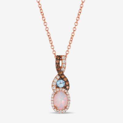 Le Vian® Pendant featuring 1/2 CT. Neopolitan Opal™ 1/10 CT. Blue Topaz 1/10 CT. Chocolate Diamonds® 1/15 CT. Nude Diamonds™  1/15 CT. Vanilla Diamonds® set in 14K Strawberry Gold®