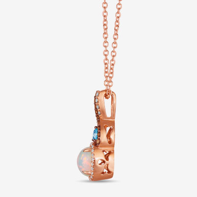 Le Vian® Pendant featuring 1/2 CT. Neopolitan Opal™ 1/10 CT. Blue Topaz 1/10 CT. Chocolate Diamonds® 1/15 CT. Nude Diamonds™  1/15 CT. Vanilla Diamonds® set in 14K Strawberry Gold®