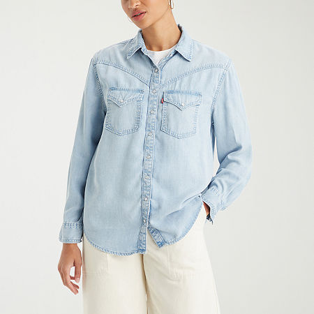 Levi's Sawyer Western Womens Short Sleeve Regular Fit Button-Down Shirt