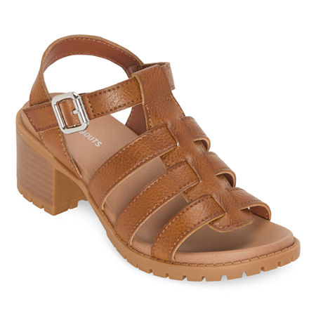 Thereabouts Big Girls Clara Heeled Sandals, 3 Medium, Brown
