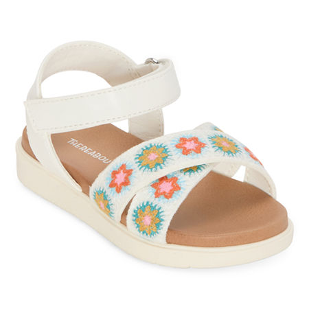 Thereabouts Toddler Girls Lil June Strap Sandals, 5 Medium, White