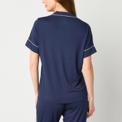 Liz Claiborne Cool and Calm Womens Short Sleeve Pajama Top