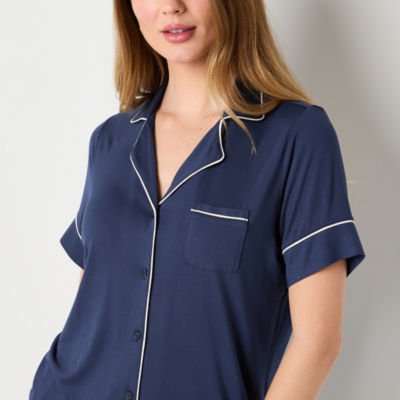 Liz Claiborne Cool and Calm Womens Short Sleeve Pajama Top