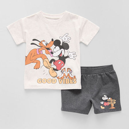 Toddler Boys 2-pc. Mickey Mouse Short Set, 3t, Beige