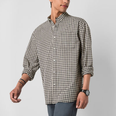 Arizona Mens Long Sleeve Cuffed Sleeve Relaxed Fit Button-Down Shirt