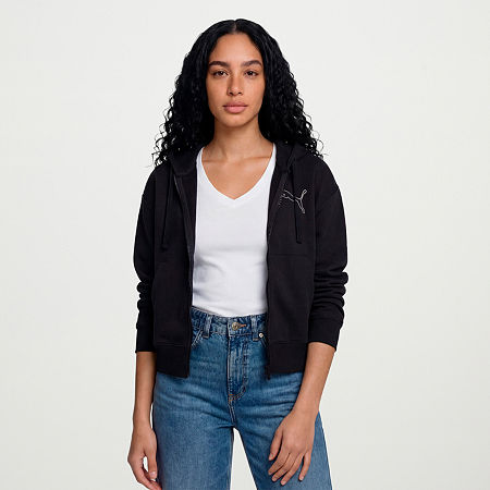 PUMA Womens Long Sleeve Zipper Active Hoodie, Medium, Black