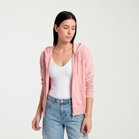PUMA Womens Long Sleeve Zipper Active Hoodie, Large, Pink