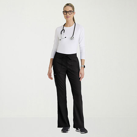Grey's Anatomy by Barco Classic Grp735 Erin 5-Pocket Mid-Rise Fit & Flare Leg Womens Stretch Fabric Moisture Wicking Scrub Pant, Medium, Black