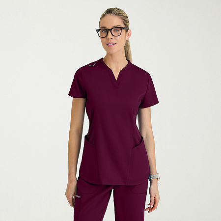 Grey's Anatomy by Barco Classic Grt303 Erin 4-Pocket Rib Knit Womens Plus Short Sleeve Stretch Fabric Moisture Wicking Scrub Top