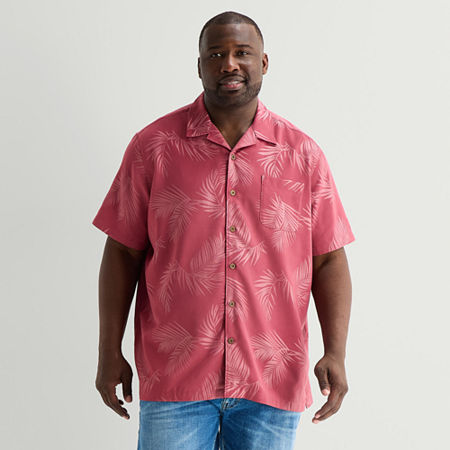 St. John's Bay Button-Down Mens Short Sleeve Breathable Big and Tall Camp Shirt, X-large Tall, Red