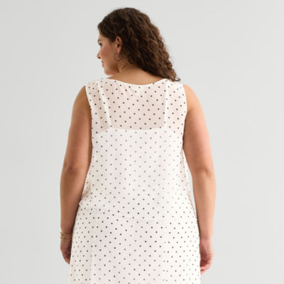 a.n.a Sheer Womens Plus Draped Neck Sleeveless Tank Top