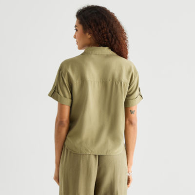 a.n.a Womens Short Sleeve Blouse