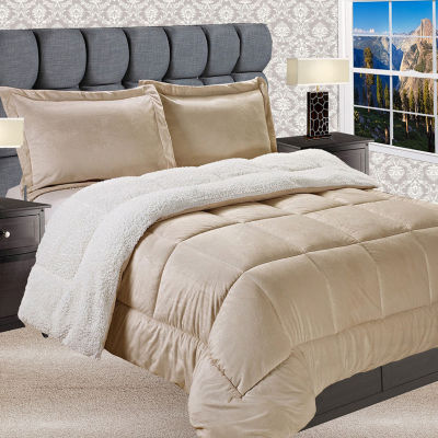 Elegant Comfort Luxury Micro-Mink Reversible Sherpa Comforter Set - Heavy Weight