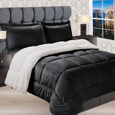 Elegant Comfort Luxury Micro-Mink Reversible Sherpa Comforter Set - Heavy Weight