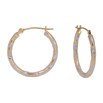 14K Two Tone Gold 20mm Hoop Earrings