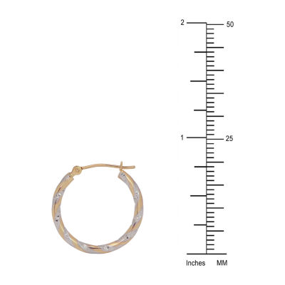 14K Two Tone Gold 20mm Hoop Earrings