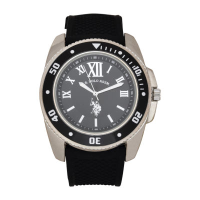 U.S. Polo Assn.® Mens Black Silicone Strap Sport Watch