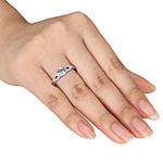 Modern Bride Gemstone Womens 1/10 CT. T.W. Genuine Blue Aquamarine 10K White Gold Infinity Engagement Ring