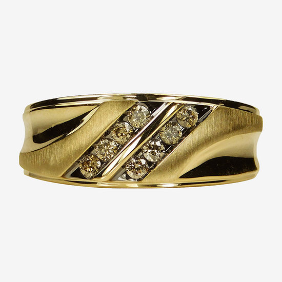 Mens 1/3 CT. T.W. Genuine Champagne Diamond 10K Yellow Gold Ring