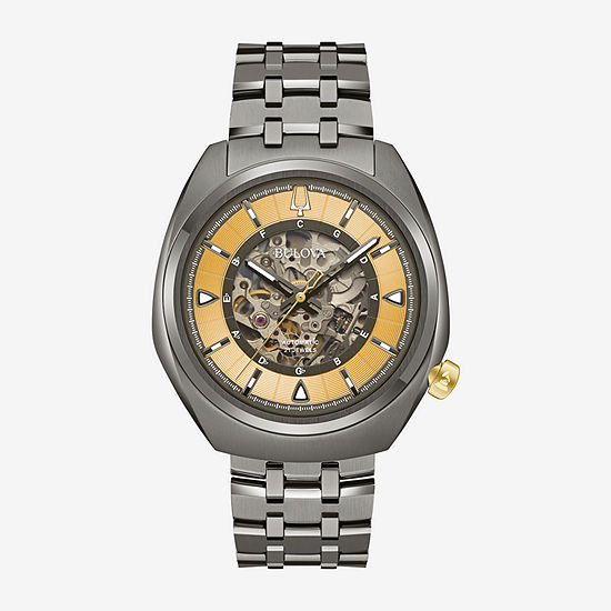 Bulova Grammy Mens Automatic Black Stainless Steel Bracelet Watch 98a294