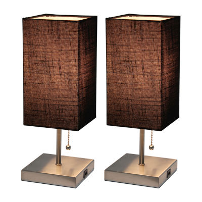 All the Rages Usb WHITE Petite Stick 2-pc. Lamp Set