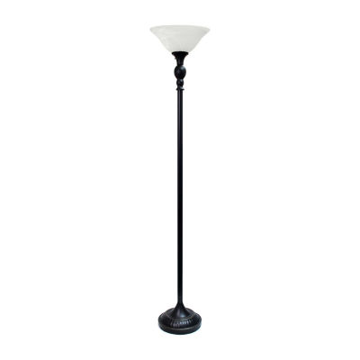1 Light Torchiere Floor Lamp with Marbleized Glass Shade JCPenney