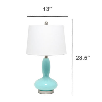Lalia Home Glass Dollop With White Fabric Shade Glass Table Lamp