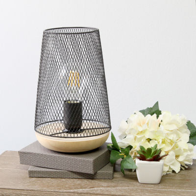 All the Rages Black Wire Mesh Uplight Metal Table Lamp