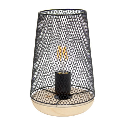 All the Rages Black Wire Mesh Uplight Metal Table Lamp