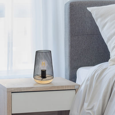 All the Rages Black Wire Mesh Uplight Metal Table Lamp