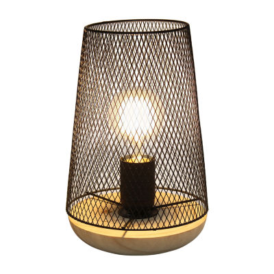 All the Rages Black Wire Mesh Uplight Metal Table Lamp