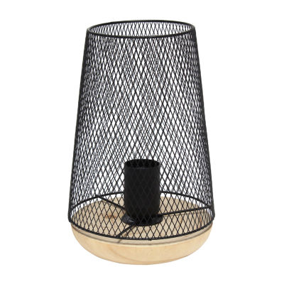 All the Rages Black Wire Mesh Uplight Metal Table Lamp