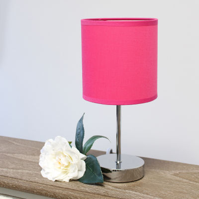 Simple Designs Chrome Mini Basic Table Lamp with Fabric Shade