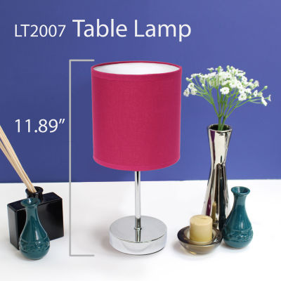 Simple Designs Chrome Mini Basic Table Lamp with Fabric Shade