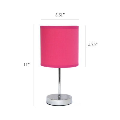 Simple Designs Chrome Mini Basic Table Lamp with Fabric Shade