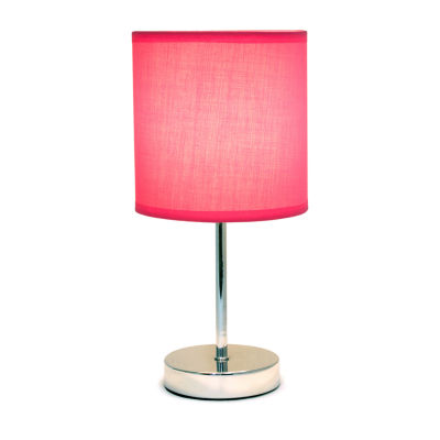 Simple Designs Chrome Mini Basic Table Lamp with Fabric Shade